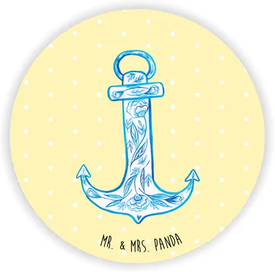 Produktbild von Mr. & Mrs. Panda magnet Anker Blau - Gelb Pastell - Geschenk, Lustige Sprüche, Kühlschrankmagnet, Notizhalter, pinnwand, whiteboardmagnet, für kühlschrank