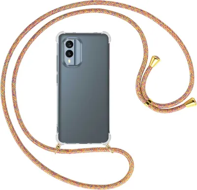 Produktbild von Handykette Backcover-Schutzhülle mit Band (Metall goldfarben) für Nokia X30 5G (6.43'') - Rainbow