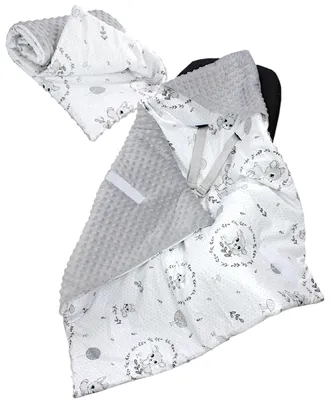 Produktbild von TupTam 2er SET Baby Decken Einschlagdecke 85x85 cm für Autositz Babyschale Babydecke Wiegendecke Minky Baumwolle, Farbe: Rehe / Grau, Größe: Herbst/Winter - 85 cm x 85 cm