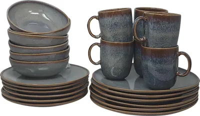 Produktbild von like. by Villeroy & Boch Lave Beige 24 tlg. Tafelservice Komplettset graublau mi