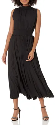 Productafbeelding van Nanette Nanette Lepore dames maxi-jurk – gerimpelde hoge halslijn, plooien, diep uitgesneden