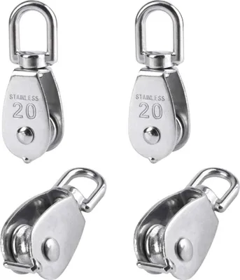 Produktbild von 4 Stück 20 mm Einzelrolle, Edelstahl-Rolle, Heberolle, Flaschenzugkapazität – Silber