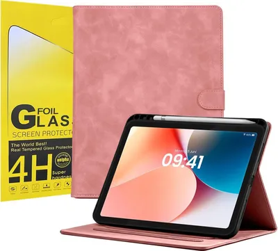 Produktbild von LBH Tablet Schutzhülle + 2x 4H Displayfolie für Apple iPad 10. Gen 10.9 Zoll Cover Case Schutz Tablet Farbe: Rosa