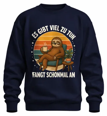 Imagen del producto de Hay mucho que hacer, así que empecemos. Camiseta con estampado "Statement" (Declaración). Sudadera, color azul marino, talla S