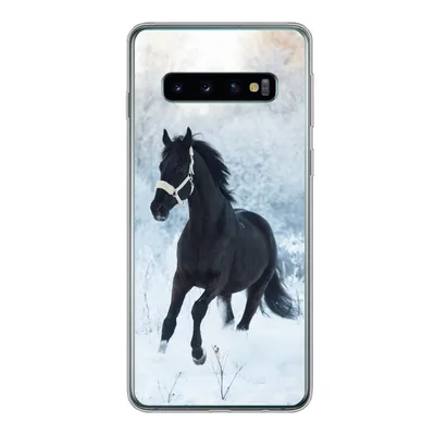 Produktbild von MuchoWow® Handyhülle Schutzhülle Hülle für Samsung Galaxy S10 Pferd - Schnee - Wald Silikon Softcase Handy Hülle - Handytasche