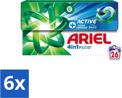 Produktbild von Ariel - 4-in-1 Waschmittel-Pods - Aktive Geruchskontrolle - 26 Pods - Vorteilspack - 6 Stücke