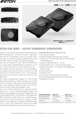 Obrázok produktu pre ETON USB 10 AR | Aktívny subwoofer pod sedadlom