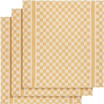 Produktbild von keukenhanddoek 65x70 cm Baumwolle weiss/Ockergelb 3 Stück