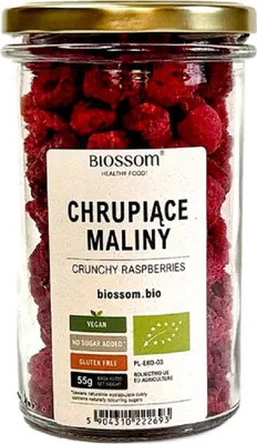 MALINY LIOFILIZOWANE CHRUPIĄCE BEZGLUTENOWE BIO 55 g - BIOSSOM