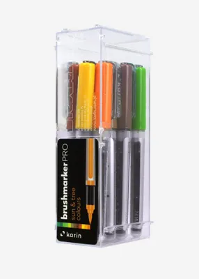 Produktbild von karin BrushmarkerPRO, Braun, Kupfer, Gold, Grün, Limette, Gelb, Mehrfarbig, 12 Farben, Rund, 12 Stück(e)