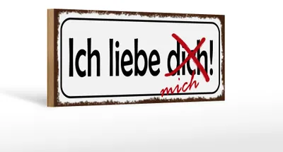 Produktbild von Holzschild Spruch 27x10cm ich liebe dich mich
