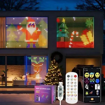 Productafbeelding van Gordijnverlichting, 1,5 x 1,5 m, met 400 leds, dynamisch, doe-het-zelf