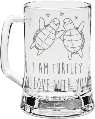Produktbild von Mr. & Mrs. Panda Glaskrug Schildkröten Paar - Transparent - Geschenk, für Frauen, Partner, Freundin, Gravur Bierkrug, Valentinstag, Mit, Humpen, Krug, Hochzeitstag, Glas
