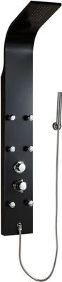Produktbild von Schwarzes Aluminium-Duschpaneel mit Hydromassage und 6 Massagejets