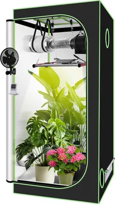 Obrázok produktu pre Izrielar Grow Box kompletná sada, vnútorný skleník s 240W LED plným spektrom, stmievateľný, uhlíkový filter, ventilátor, pestovateľský stan, pestovateľský stan, 100x100x200