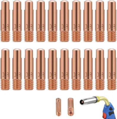 Imagen del producto de Contactos de cobre para soldadura MIG MAG, 0,8 mm, 20 unidades, para soplete de soldadura 15AK