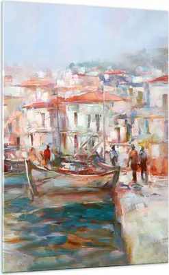 Produktbild von Bilder auf glas - Einteilig - Insel Boote Hafen - 70x100cm - Glasbilder - Wandbilder - Bilder - zum Aufhängen bereit - Wanddekoration aus Glas - Glas Bilder - Wandbild auf Glas - GPA70x100-4852