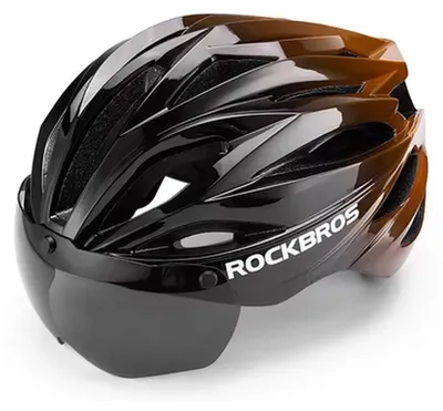 Produktbild von Kask Rowerowy Rockbros Z Szybką, Odpinane Okulary Z Ochroną Uv, Unisex - Czarno-Brązowy