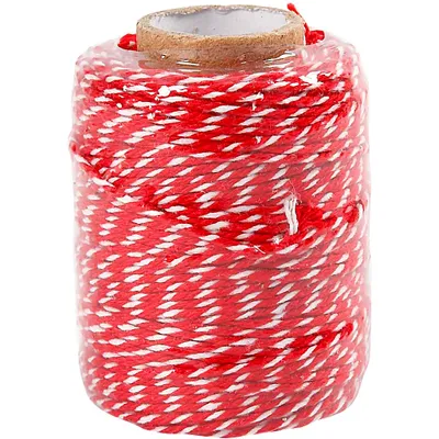 Produktbild von Creativ Company CC gestreiftes Baumwollkordel 50 m rot weiß