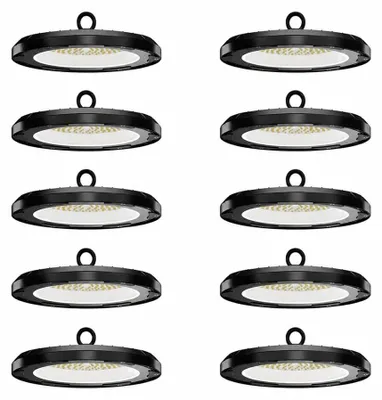 Image de Lot de 10 - HOFTRONIC - UFO High Bay LED 100W 14 000 lm 6500K IP65 Noir