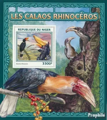 Produktbild von Briefmarken Niger 2016 Mi Block 608 (kompl. Ausg.) postfrisch Nashornvogel