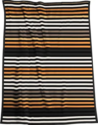 A striped blanket laid flat.