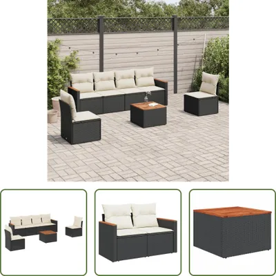 Produktbild von The Living Store 7-tlg. Garten-Sofagarnitur mit Kissen Schwarz Poly Rattan