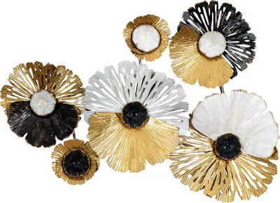 Produktbild von Metallbild 75x53cm Wandbild Blüte Metall Schwarz Gold Deko Wanddeko Design