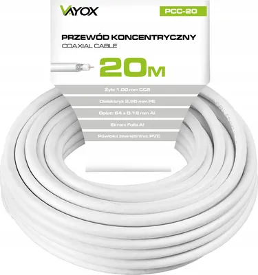 Produktbild von Koaxialkabel RG6U 20 m Weiß TV Antennenkabel Sat Kabel für Antennen- & Kabelanlagen