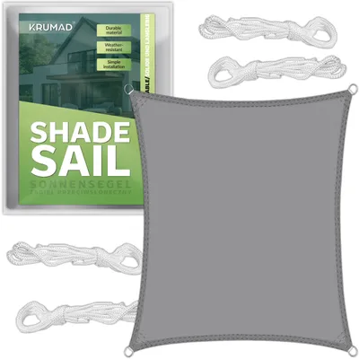 Produktbild von KRUMAD Sonnensegel 3x4m Grau Rechteckig UV-Schutz Wetterfest Wasserdicht mit Befestigung