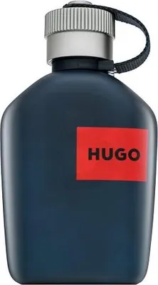 A dark blue bottle of Hugo Boss Hugo Jeans Eau de Toilette spray.