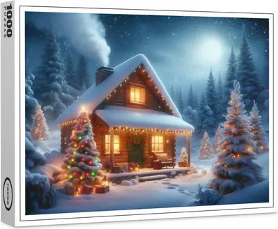 Produktbild von raxxa Premium-Puzzle "Magische Winternacht im Wald", 1000 Teile