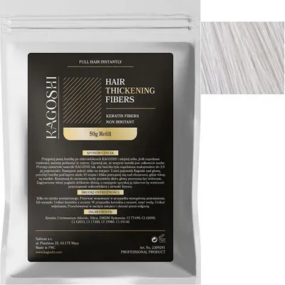 Zdjęcie produktu dla Kagoshi Saszetka Refill 50g Hair Fibers Mikrowłókna do Zagęszczania Rzadkich Włosów Natychmiastowy Efekt Gęstych Włosów BIAŁY