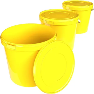 Produktbild von Eimer mit Deckel 10 L | Vorratseimer | Lebensmittelecht Gelb | PP | 3 Stück