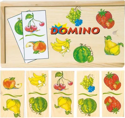 Produktbild von Legespiel / Lernspiel - Holz Domino - Früchte / Obst & Gemüse - Holzdomino - Essen lernen - Holzspielzeug - Banane, Obst, Erdbeere - üben - Erinnerung