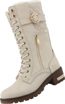 A single beige boot is shown against a white background.