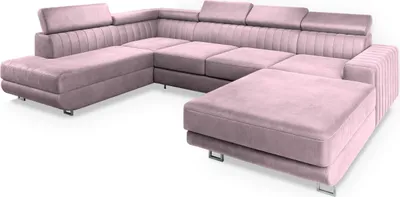 Produktbild von Masseno Ecksofa SIENA L-S mit Schlaffunktion U-Form, Sofa mit Bettkasten, Wohnzimmersofa, Couch, Soffa, Bettsofa, Couchgarnitur- Lila, MONOLITH 62