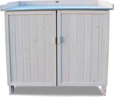 Produktbild von HABAU Gartentisch "Lino" mit Unterschrank, hellgrau