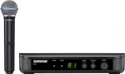 Zdjęcie produktu dla Shure BLX24E/B58-H8E – bezprzewodowy system wokalny z mikrofonem Beta 58A – Mikrofon