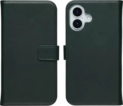 Productafbeelding van Selencia Echt Leren Bookcase voor de Apple iPhone 17 - Groen