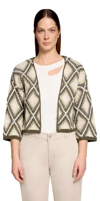 Produktbild von Cartoon Damen Strick-Cardigan mit Jacquard 38, Khaki/Beige