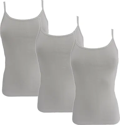 Damen Träger Top Hemd mit Spaghettiträger grau 3er Pack