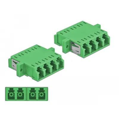 Produktbild von DeLOCK LWL Kupplung LC Quad Buchse zu LC Quad Buchse Singlemode 2 Stück grün, LC, Weiblich/Weiblich, Grün, Einzelmodus, Keramik, 2 Stück(e)