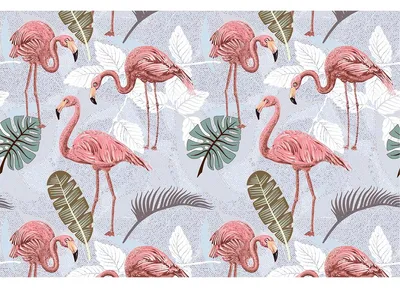 Image de Autocollant décoratif tropical avec des flamants roses, 60 x 90 cm
