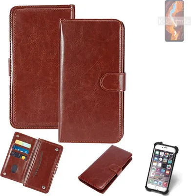 Produktbild von K-S-Trade 360° Hülle kompatibel mit Wiko 10 braun Kunstleder Case BookCase WalletCase Kunstlederederhülle Handyhülle, Rundumschutz Bumper (1x)