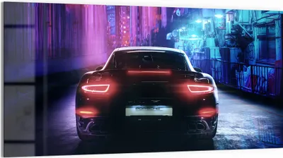 Produktbild von DEQORI Glasbild Echtglas 100x50 cm 'Neon-Nachtflitzer' Wandbild Bild modern Deko