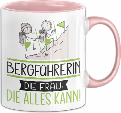 Produktbild von Bergführerin Geschenk Tasse Becher Die Frau Die Allen Kann Geschenkidee für eine Bergführerin Lustig (Rosa)