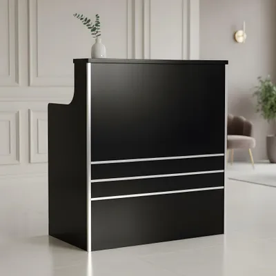 Obrázek produktu pro Kadeřnická recepce lakovaná Alexa 100 cm kosmetická do salonu gabinetu SPA černá