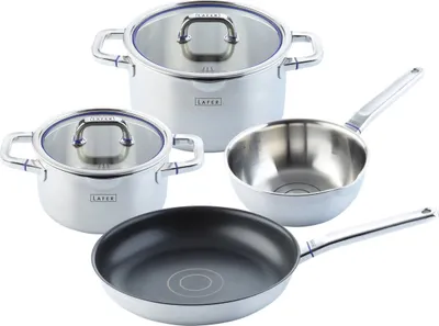 Produktbild von Johann Lafer 28004 EX Topfset 4 tlg. plus Deckel Edelstahl Induktionsgeeignet, Farbe:Silber