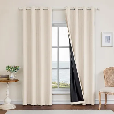 Imagen del producto de Cortinas opacas 100%, 2 unidades, 140x280 cm, con aislamiento térmico y acústico, para dormitorios
